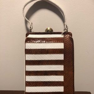 Vintage brown and white striped purse
